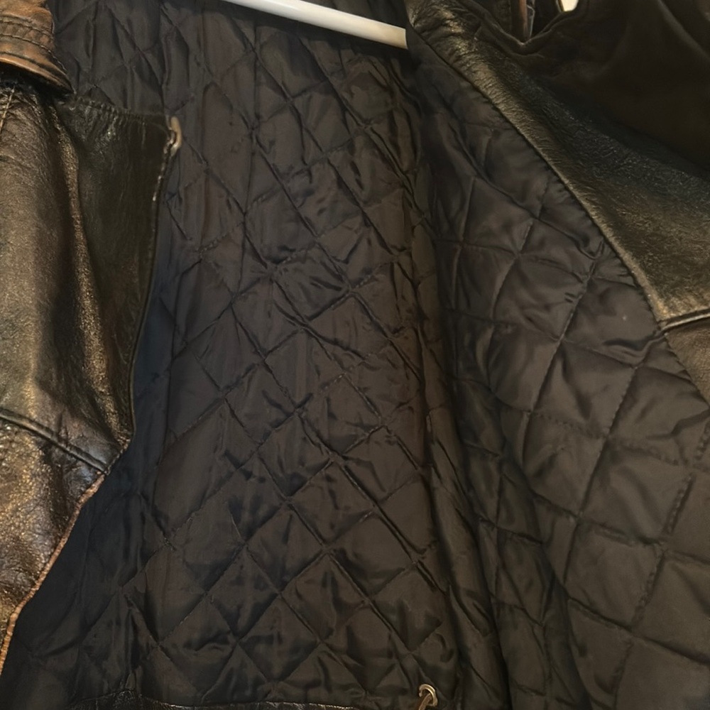 Vintage two tone leather lace up Moto motorcycle biker jacket - Picture 14 of 17